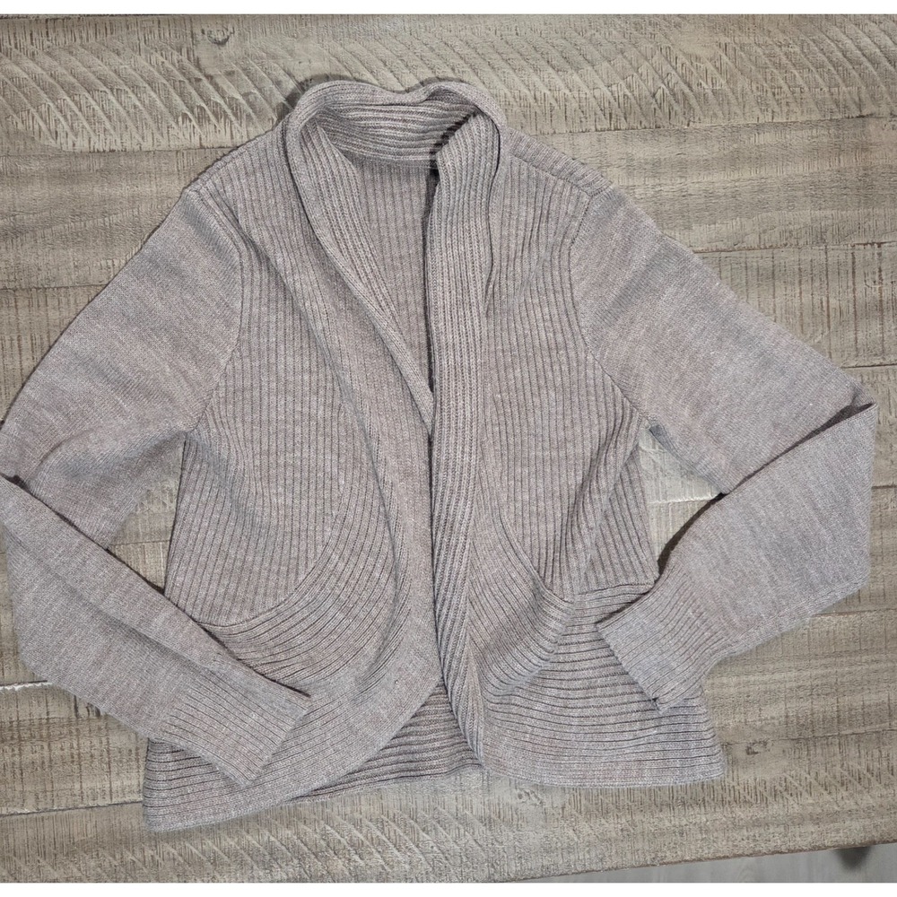 H&M Basic Brown Ribbed Open Front Cardigan Size Large - Picture 4 of 7